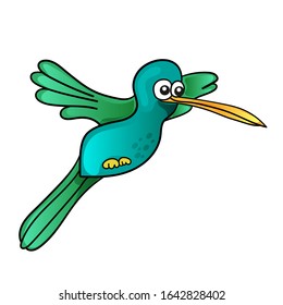 Cartoon funny cute bird on white background
