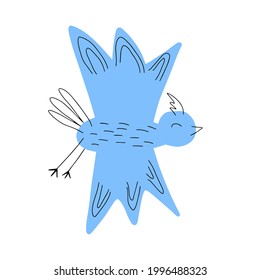 caricatura divertida, pájaro lindo, ilustración vectorial, dibujado a mano