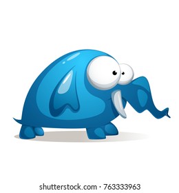 Cartoon funny, cute blue Elephant. Vector eps10