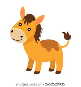 Cartoon funny cute horse isolated on white background