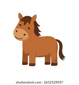 Cartoon funny cute horse isolated on white background
