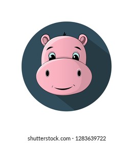 Cartoon funny, cute and little hippo character,isolated on white background- Vector 