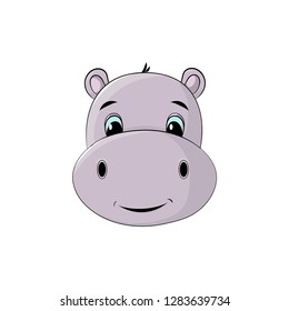 Cartoon funny, cute and little hippo character,isolated on white background- Vector 