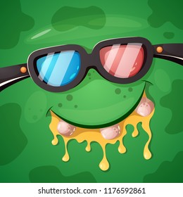 Cartoon funny, cute monster cinema character. Halloween illustration. Vector eps 10