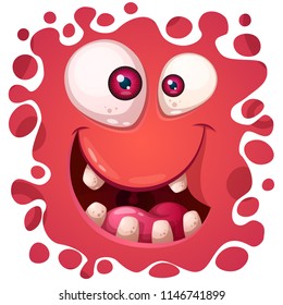 Cartoon funny, cute monster face. Vector eps 10