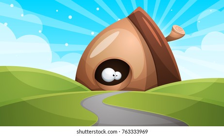 Cartoon funny, cute nuts with eye - illustration. Vector eps10