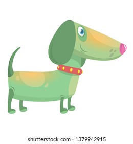 Cartoon Funny Dachshund Dog. Vector Illustration 