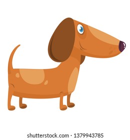 Cartoon Funny Dachshund Dog. Vector Illustration 