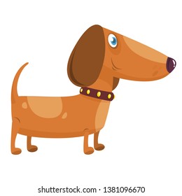 Cartoon Funny Dachshund Dog. Vector Illustration 