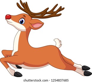 Cartoon funny deer jumping