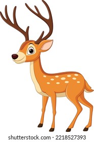 Cartoon funny deer on white background