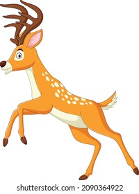 Cartoon funny deer posing on white background