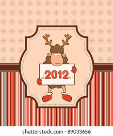 Cartoon funny deer. Vector Christmas illustration