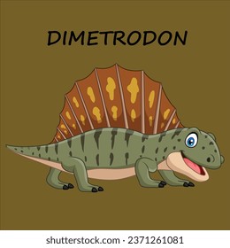 Ilustración del diseño del personaje de dimetrodon divertido de dibujos animados