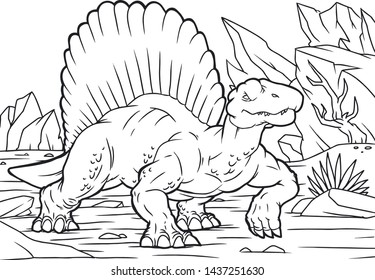 Cartoon funny Dimetrodon, funny image