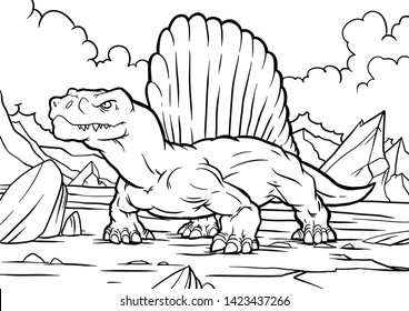 Cartoon funny Dimetrodon, funny image. coloring book
