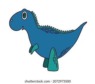 Cartoon funny dinosaur. Dino childish character. For print, poster, children decoration.