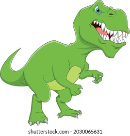 Cartoon Funny Dinosaur Isolated On White Stock Vector (Royalty Free ...