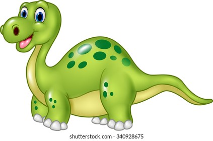 Cartoon funny dinosaur isolated on white background