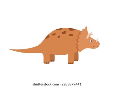 Cartoon funny dinosaur. Vector illustration of cute dinosaur character. Isolated on white.