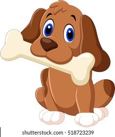 Cartoon funny dog with bone