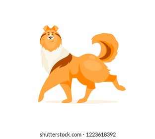 Cartoon funny dog collie. Vector humorous illustration