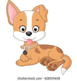 Cartoon funny dog lay down