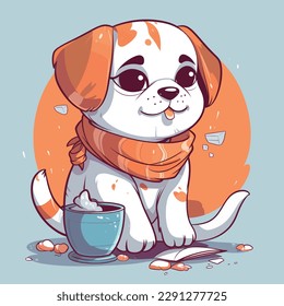 Cartoon funny dog mascot vector illustration character concept animal icon isolated