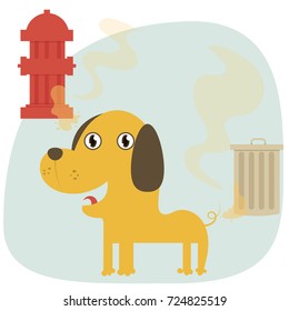 cartoon funny dog peeing