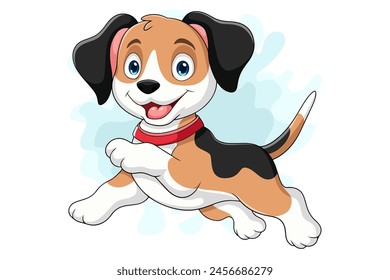 Cartoon funny dog running isolated on white background