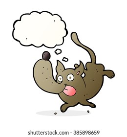 cartoon funny dog with thought bubble