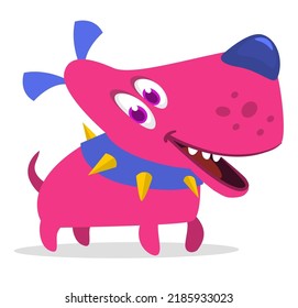 Cartoon funny dog wearing collar. Vector illustration isolated