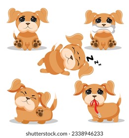 Cartoon funny dogs collection set