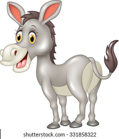 Cartoon funny donkey isolated on white background 