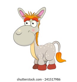 Cartoon funny donkey on white background.