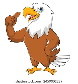 Cartoon funny eagle giving thumb up
