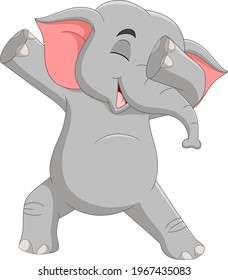 Cartoon funny elephant dabbing dance