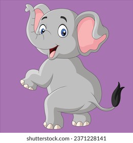 Caricatura elefante gracioso aislado personaje animal ilustración de diseño