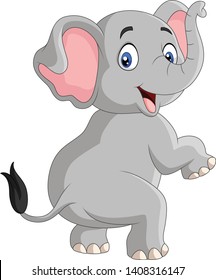 Cartoon funny elephant isolated on white background