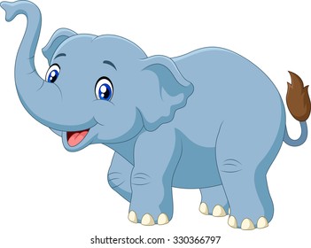 Cartoon funny elephant isolated on white background