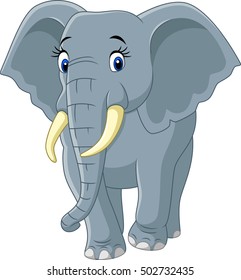 Cartoon funny elephant isolated on white background 