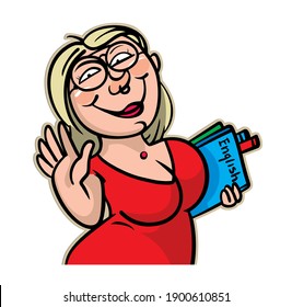 Cartoon Funny English Teacher Vector Illustration