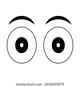 Desenhos animados olhos engraçados. olhos cômicos. desenhos animados olhos surpresos. emoções cômicas ou emoticons de rabiscar. procurando expressão em fundo branco. globos oculares vetor