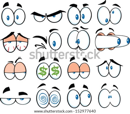 Cartoon Funny Eyes. Set Vector Collection 