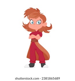 Cartoon funny and fabulous Chinese warrior girl. Cartoon style