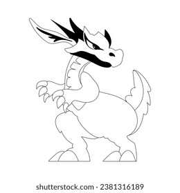 Cartoon funny and fabulous dragon dinosaur. Coloring style