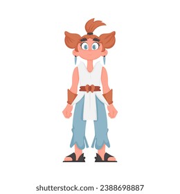 Cartoon funny and fabulous Viking warrior girl. Cartoon style