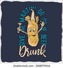 Cartoon funny face bottle of beer