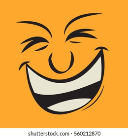 Cartoon funny face expression, vector illustration.