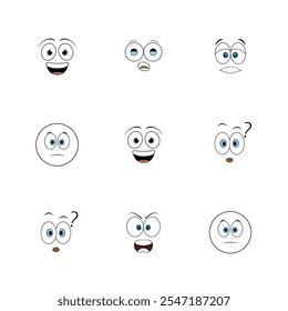 desenho animado engraçado face reação vetor ilustração no fundo branco.